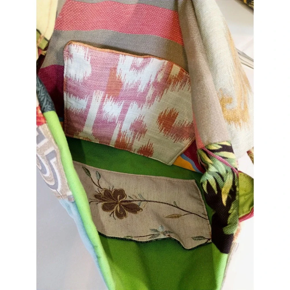 Boho Patchwork Shoulder Bag Multicolor Ikat Floral Bee Tapestry Hobo Handbag